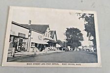 1926 Main Street and Post Office, West Dennis, Ma. Postcard, Autos & Storefronts picture