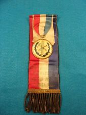 COLORFUL OLD VTG ANTIQUE CELLULOID MEDAL & RIBBON:  BRICKLAYERS INT'L UNION #2 picture