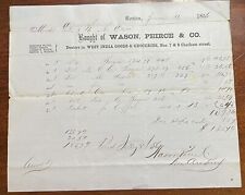 ATQ 1856 Wason Pierce Co West India Goods Groceries Billhead Boston MA Tea Sugar picture