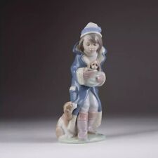 Boy Child Cute Small Puppies Dog Figurine Porcelain Vintage Lladro Spain 1992 picture