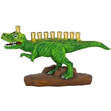 Zion Judaica Green Dinosaur Menorah Polyresin with Brass Cups Functional Kids... picture