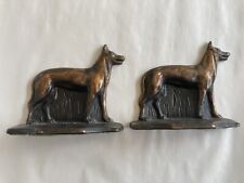 Vintage Pair of Cast Iron Bronze Plated German Shepherd Dog Bookends / Doorstops picture