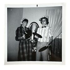 c1960s Cool hipsters w Vinyl Records ORIGINAL snapshot vintage photo Bowtie picture