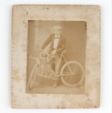 Bicycle Riding Bowtie Man Photo c1895 Lockwood Pennsylvania Antique Card C1670 picture