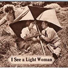 c1910s Palm Reading Light Woman Umbrella Colonial Art Postcard FG Henry Co A80 picture