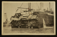 SS Suevic at Southampton Docks Postcard Steamship RPPC Wreckage Scene Image picture