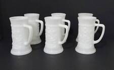 Set of 6 Vintage Federal Glass Opaque White Milk Glass Tankard Beer Stein EXCL picture