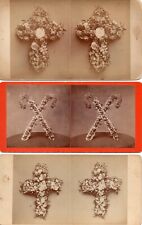 Lot of (3) 1870's Floral Arrangements.  Frank Lawrence  Stereoview Photo picture