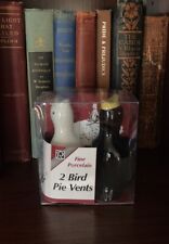 R&M International Black and White Porcelain Pie Bird Vents Set of 2 Box Included picture