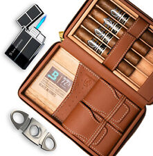 Premium San Antonio Travel Humidor Brown Case - Cedar & Leather, Holds 4 Cigars picture