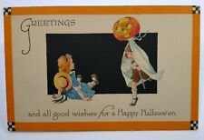 Antique Halloween Postcard Gibson Children Checkered Corners Unused Original picture