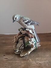 Vintage Masterpiece Porcelain 1979 by Homco Mother Bird with Baby On Hollow Log picture
