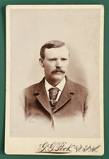 Antique Victorian Cabinet Card Photo Handsome Man Mustache Red Wing, Minnesota picture