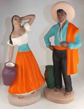 Vintage 1961 Mid Century Super Retro Mexican Man & Woman Figure Ceramic Set MCM picture