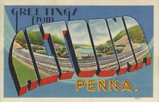 Postcard PA Large Letters Greetings from Aloona Linen Pennsylvania picture