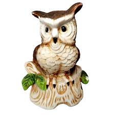VTG Flambro Long Ear Owl Musical Figurine Porcelain Tested Read picture