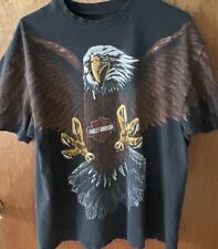 Harley Davidson Vtg  TShirt Eagle All Over Print Double Sided 1993 Single Stitch picture