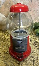 1985 Vintage Red CAROUSEL Gumball Machine Metal W/ Glass Globe GOOD CONDITION picture