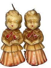 (2) Vintage 1950s Christmas GURLEY Candles Choir Girl and Boy 3” Tall picture