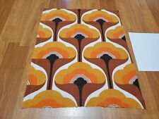 Awesome RARE Vintage Mid Century retro 70s org tan tall blossom fans fabric picture