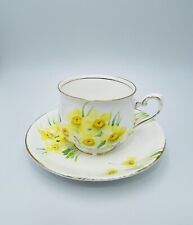 Phoenix Bone China 1930's Hand Painted Yellow Daffodils Teacup & Saucer picture