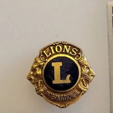 Vintage Lions International Gold Tone Lapel Vest Hat Pin Older Double Head Lion picture