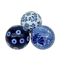 Cobalt Blue White Carpet Balls Porcelain Chinoiserie 3.5