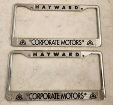Vintage Matching Pair Of Hayward Corporate Motors Licence Plate Frames picture