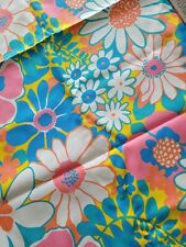 Vintage 1970s Colorful Daisy Flowers Fabric Unused 2+ Yards  picture
