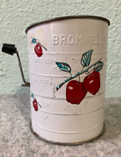 Vintage Kitchen Bromwell's Tin Metal Flour Sifter Red Apple Design 3 Cups picture