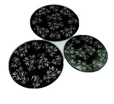 Three Round Temptations Old World Black Tempered Glass Trivets Nice picture