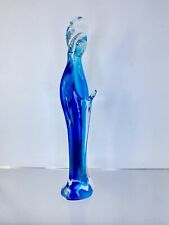 13.5” VTG Murano Italy Glass Clear / Ice Blue Praying Madonna Virgin Mother Mary picture