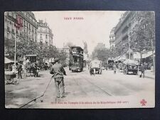 cpa PARIS Belle Animation Rue du TEMPLE Tramway Couplings STREET CLEANING picture