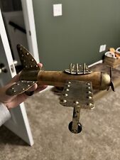 Vintage Metal & Wood Piper Single Engine Aircraft Airplane Desk Decor Figure picture