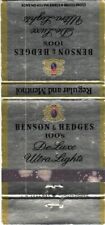 Benson & Hedges 100's De Luxe Ultra Light Cigarettes Vintage Matchbook Cover picture