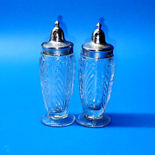 Vintage JEANNETTE GLASS Oil, Vinegar, Salt, Pepper Shakers - MATCHED Set Of 4 picture