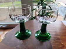 Schmitt Sohne German Green Ribbed Stem Goblet Wine Glass  picture