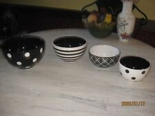 COVENTRY DOTS & STRIPES NESTING BOWLS WHITE BLACK DOTS & LINES, 4 BOWLS picture