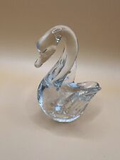 Vintage Art Glass Clear Swan Paperweight Figurine with Controlled Bubbles picture