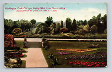 Postcard Chicago IL Illinois Washington Park Looking West from Conservatory picture