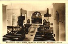 Interior of Bruton Parish Church Williamsburg VA White Border Postcard c1930s picture
