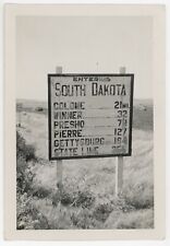 vintage 1950s original PHOTO ENTERING SOUTH DAKOTA sign minimal state line NICE picture