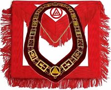 MASONIC REGALIA ROYAL ARCH MARK MASTER APRON WITH CHAIN COLLAR RED AND GOLDEN picture