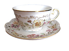 Zsolnay Pecs Hungary Hand Painted Flowers & Butterflies Cup & Saucer picture