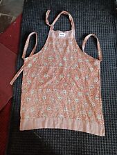 VTG Flax Jeanne Engelhart apron one size lightweight linen? floral/stripe picture