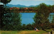 New York Lake Placid Club & Mirror Lake Vtg NY Postcard View 1950s picture