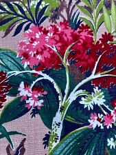 Hollywood Regency 1950's Aquaponic Water Garden Barkcloth Vintage Fabric Yardage picture