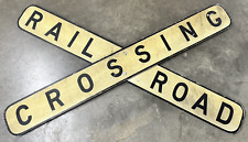 Large Authentic Yellow Railroad Crossing Sign 66.5” X  39” Crossbuck Vintage picture