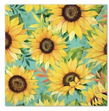 TWO Individual Paper Cocktail Decoupage Napkins Sunflowers Yellow Floral Vincent picture