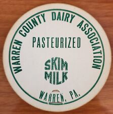 Huge vintage Warren County Dairy Assoc. Skim Milk Cap; 1940's; Warren PA; Unused picture